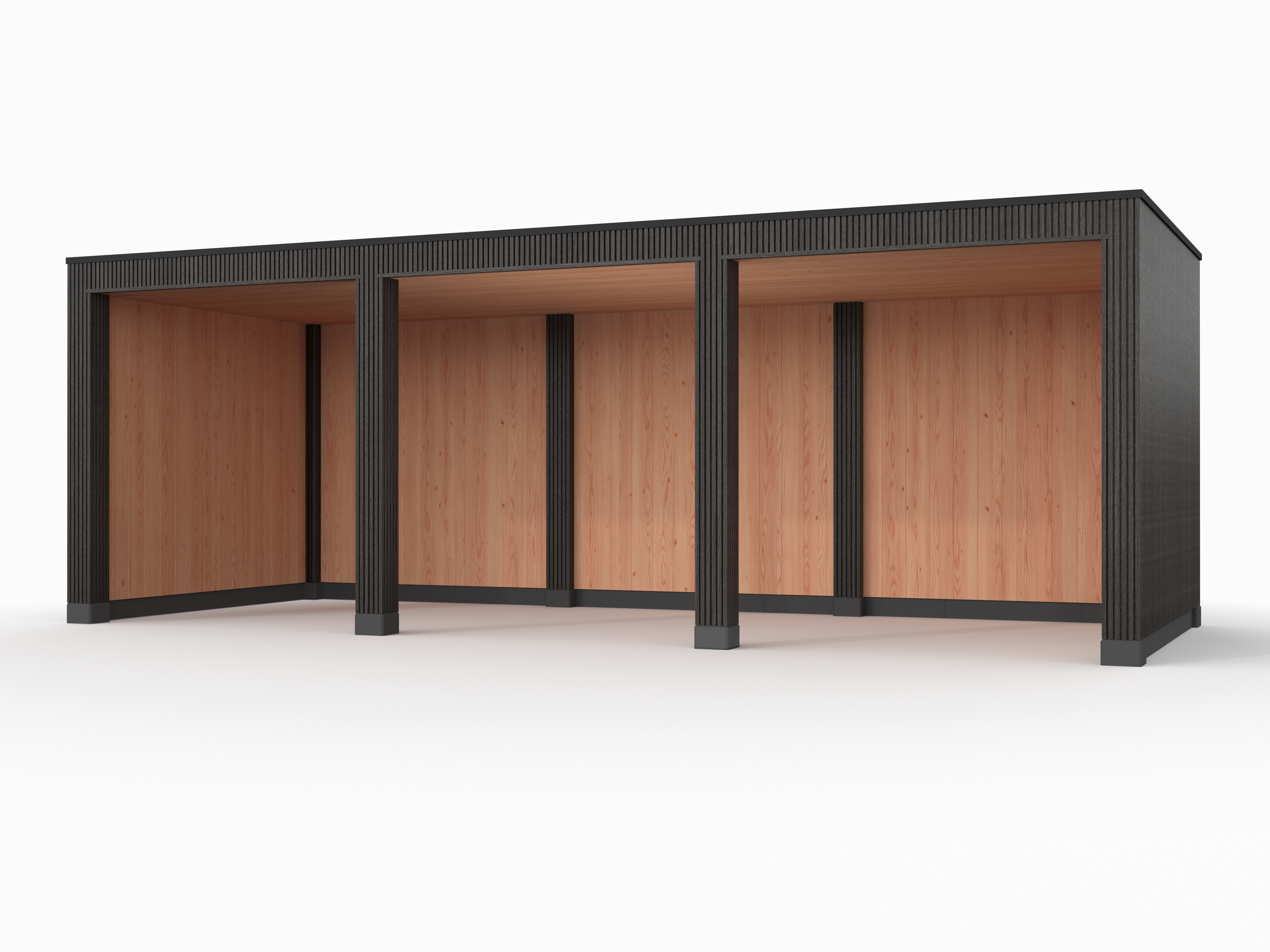 Douglas overkapping, 750 x 300, met achterwand en twee zijwanden, Westwood Rhombus Zwart - Afbeelding 1
